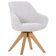 ARMLEHNSTUHL  Stoffauswahl, Sitzfläche 360° drehbar, Typenauswahl Teddystoff, Bouclé  - Eichefarben/Weiß, Design, Holz/Textil (60/83/65cm) - Landscape