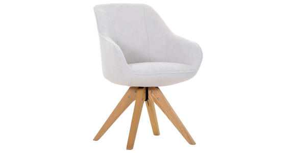 ARMLEHNSTUHL  Stoffauswahl, Sitzfläche 360° drehbar, Typenauswahl Teddystoff, Bouclé  - Eichefarben/Weiß, Design, Holz/Textil (60/83/65cm) - Landscape