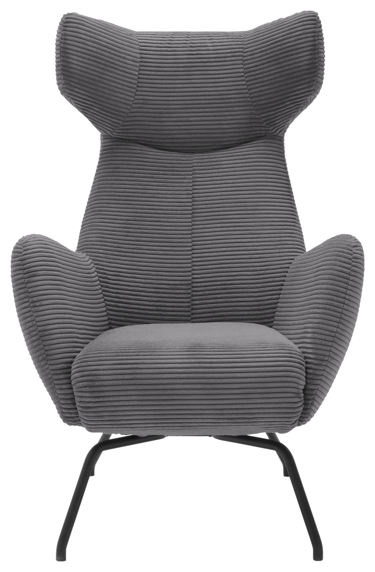 OHRENSESSEL in Cord Dunkelgrau  - Dunkelgrau/Schwarz, Design, Textil/Metall (79/117/82cm) - Lomoco
