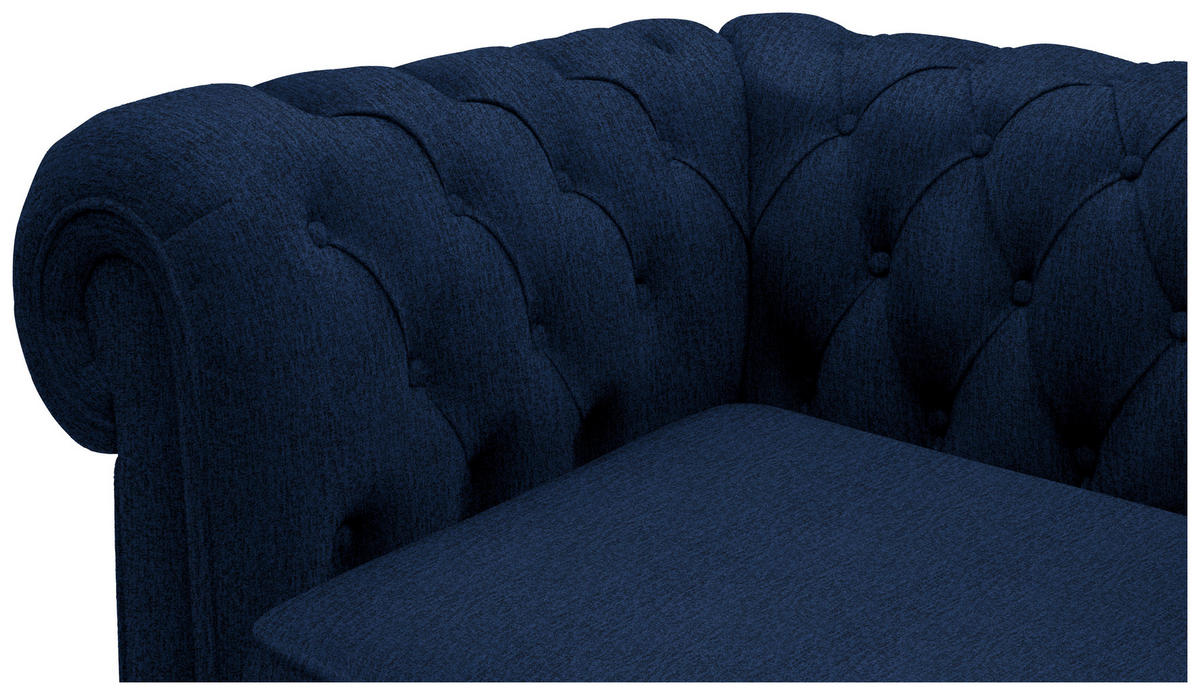 CHESTERFIELD-SOFA in Webstoff Dunkelblau  - Wengefarben/Dunkelblau, Lifestyle, Holz/Textil (206/76,5/96cm) - Landscape