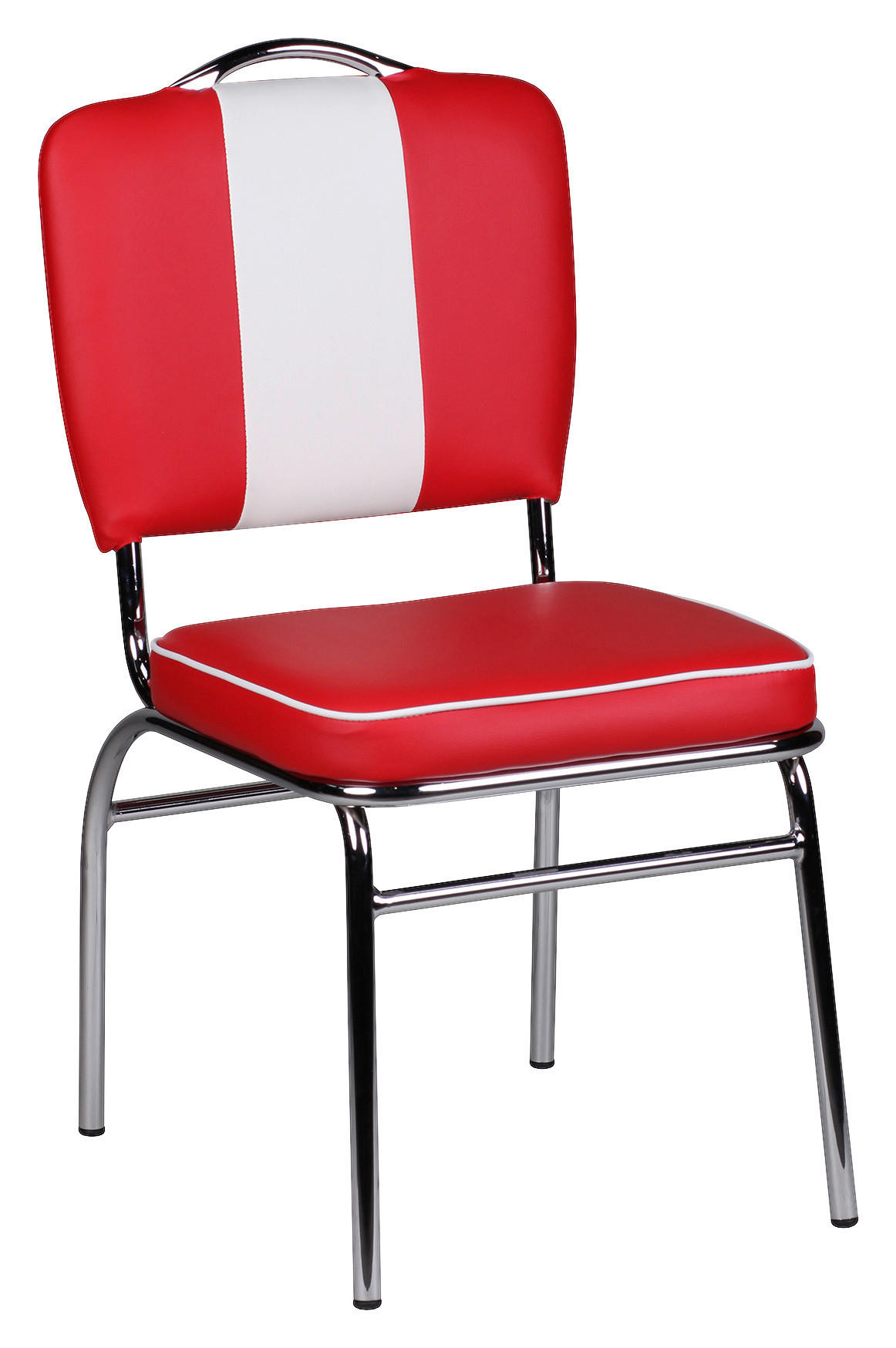 STOLICA  crvena, bijela  plastika      - bijela/srebrne boje, Moderno, metal/plastika (47/90/45cm) - MID.YOU