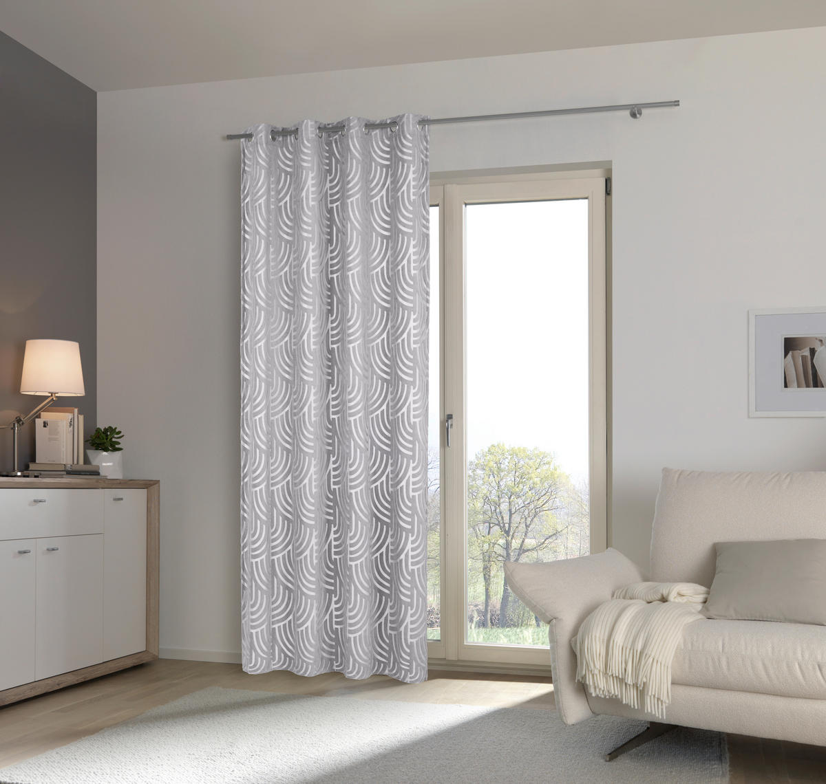 ZAVJESA S RINGOVIMA srebrne boje 135/245 cm   - srebrne boje, Design, tekstil (135/245cm) - Esposa