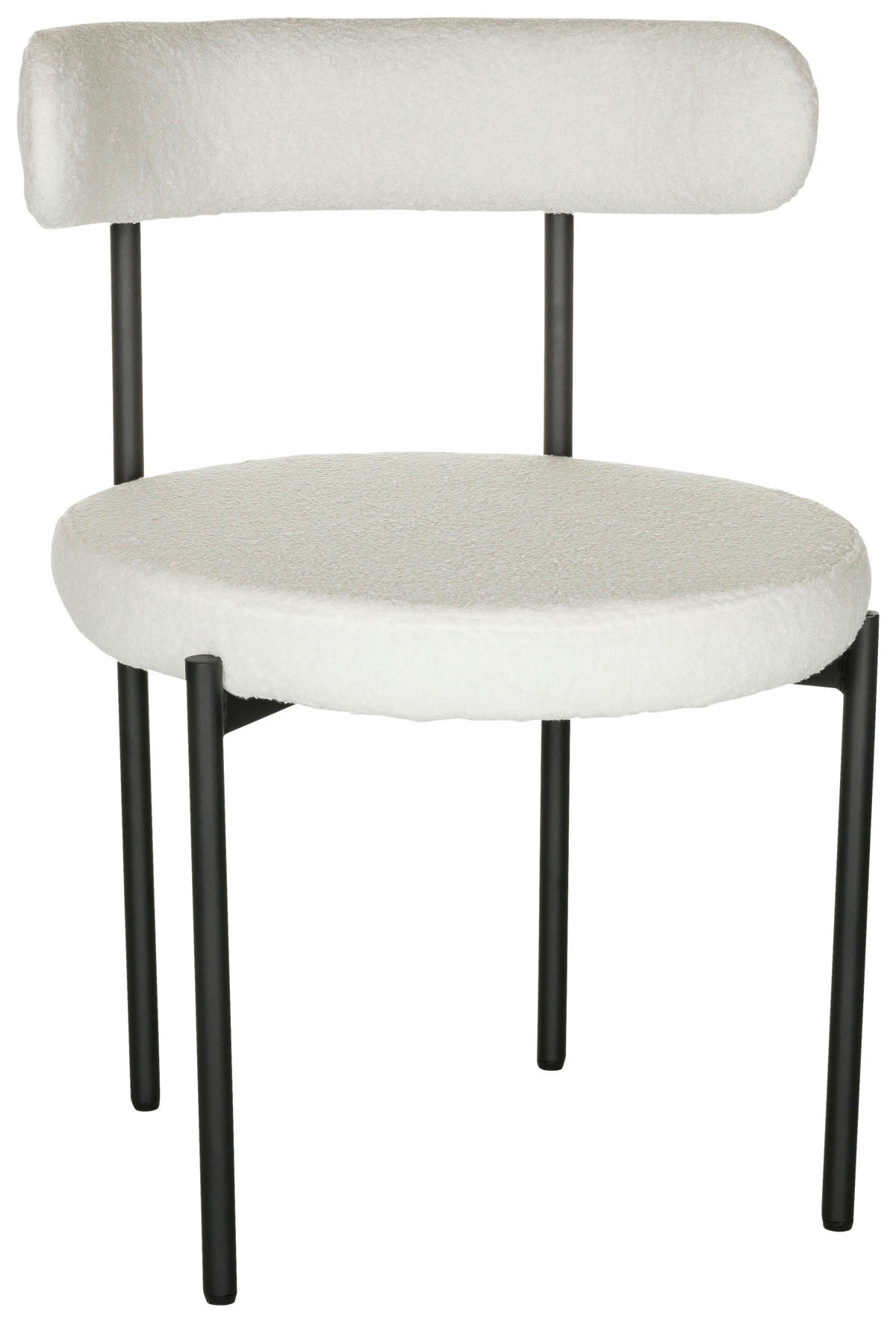 STOL bouclé  - vit/svart, Basics, metall/textil (55/78/56cm) - MID.YOU