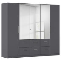 DREHTÜRENSCHRANK 226/197/54 cm,  in Grau, 5-türig  - Alufarben/Grau, KONVENTIONELL, Glas/Holzwerkstoff (226/197/54cm) - home24