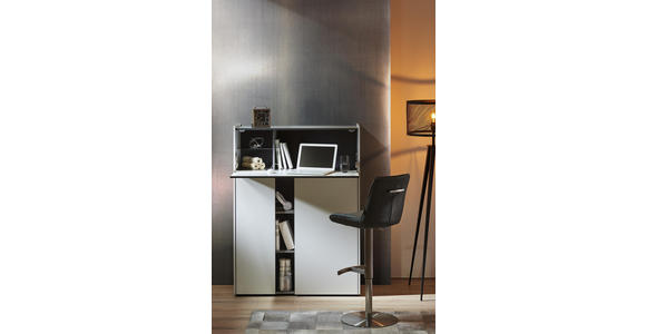 SEKRETÄR Graphitfarben, Weiß - Graphitfarben/Schwarz, Design, Kunststoff (103/141/42cm) - Voleo