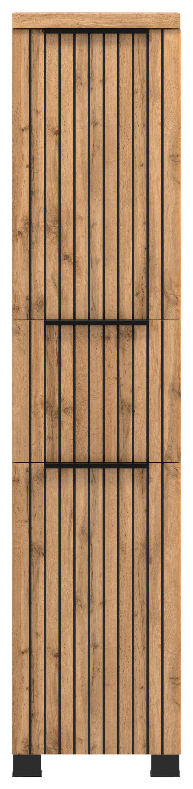 MIDISCHRANK 30/130/35 cm  - Eiche Wotan/Schwarz, Modern, Holzwerkstoff/Kunststoff (30/130/35cm) - Held