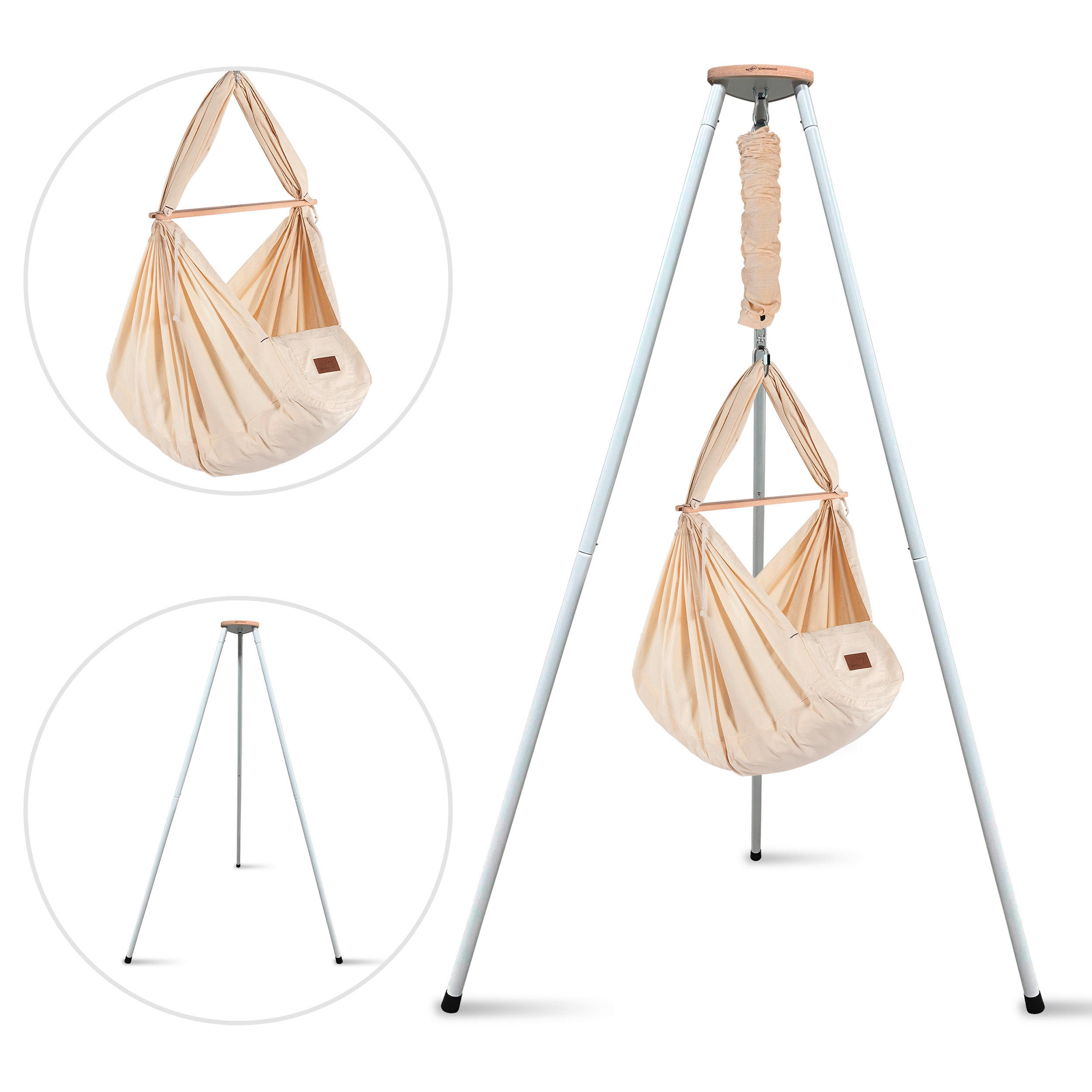 VISEĆA KOLIJEVKA - bijela/bež, Basics, drvo/metal (135/194/135cm) - SCHMUSEWOLKE