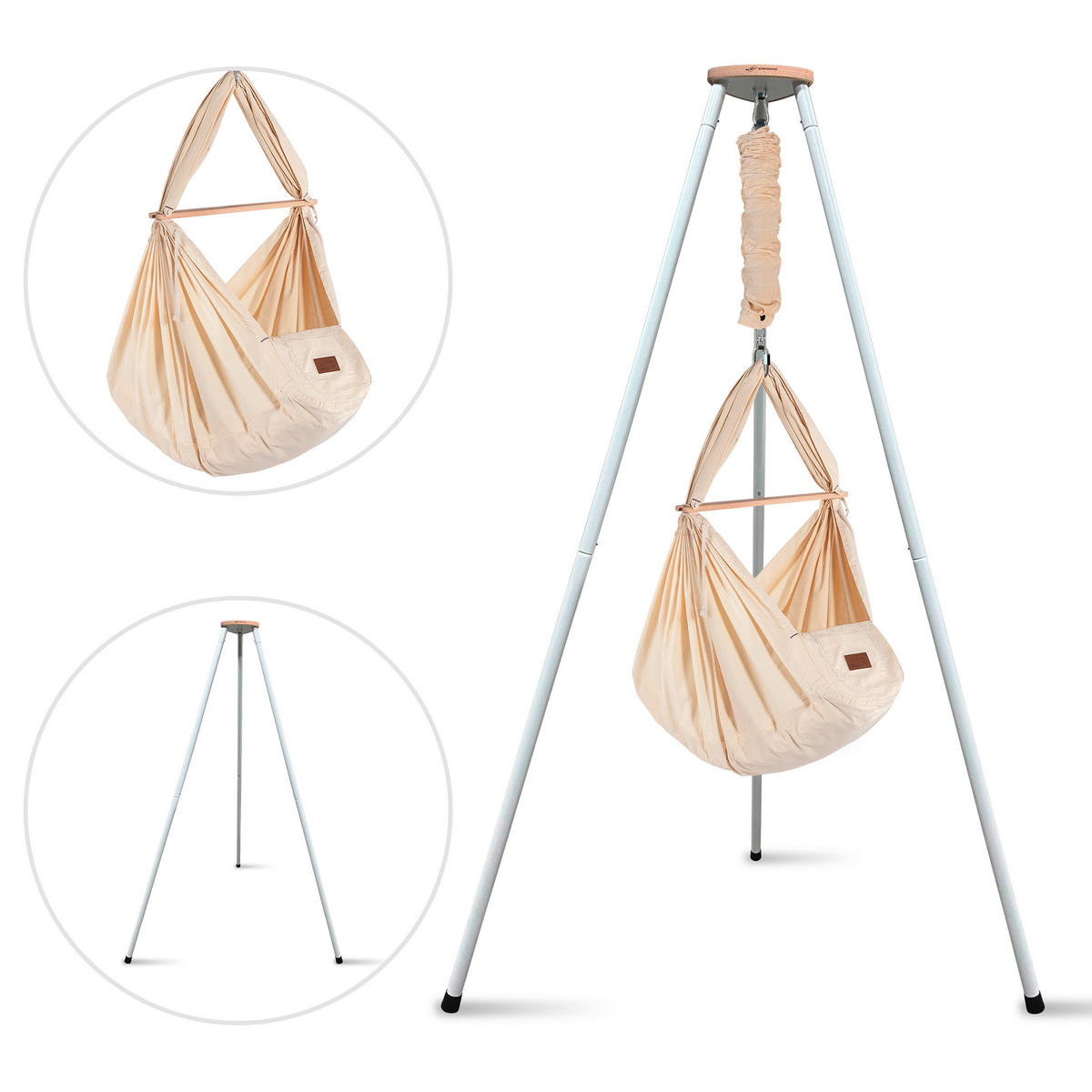FEDERWIEGE   - Beige/Weiß, Basics, Holz/Textil (135/194/135cm) - SCHMUSEWOLKE