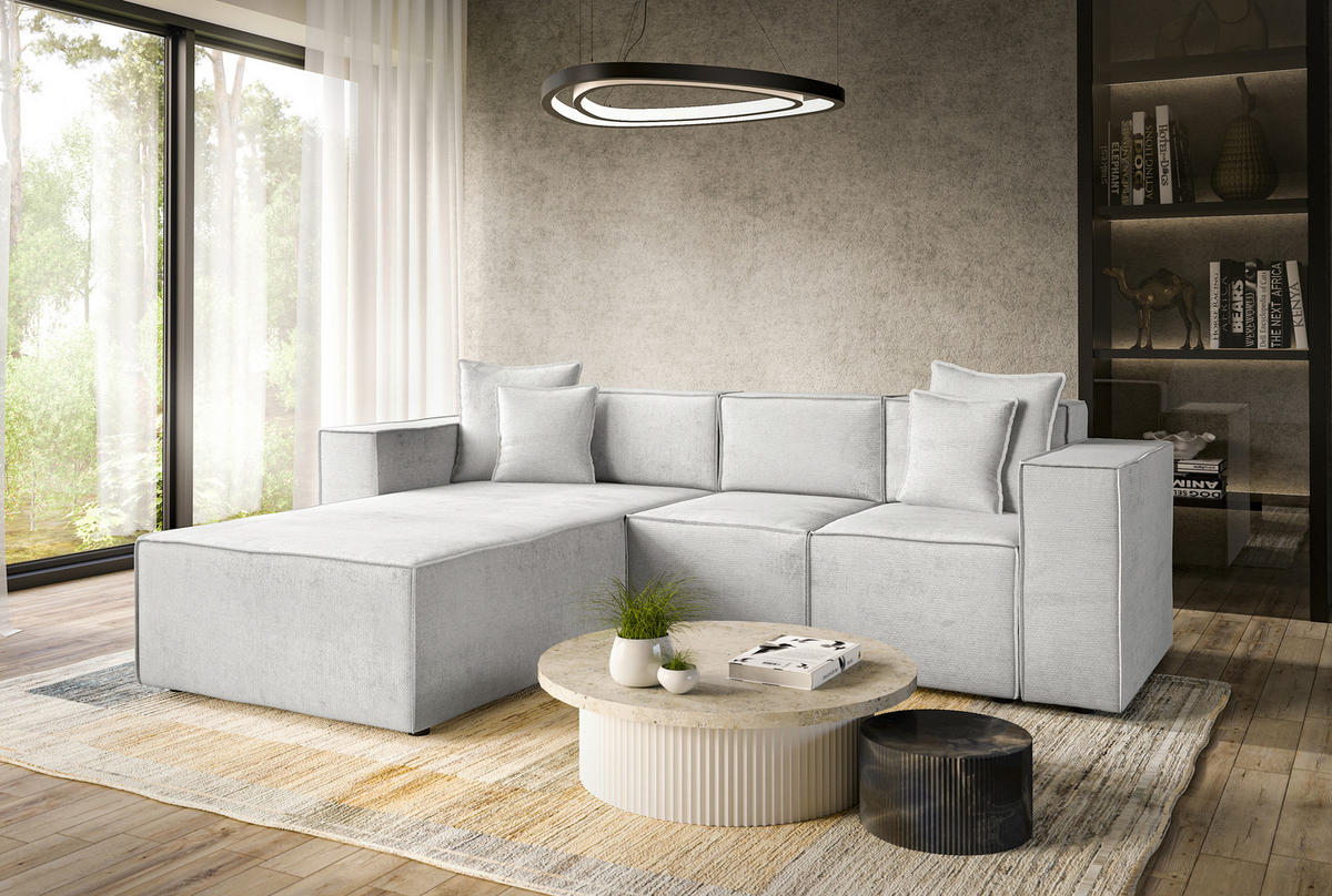 ECKSOFA  Grau Chenille  - Schwarz/Grau, MODERN, Kunststoff/Textil (180/265cm) - Milino