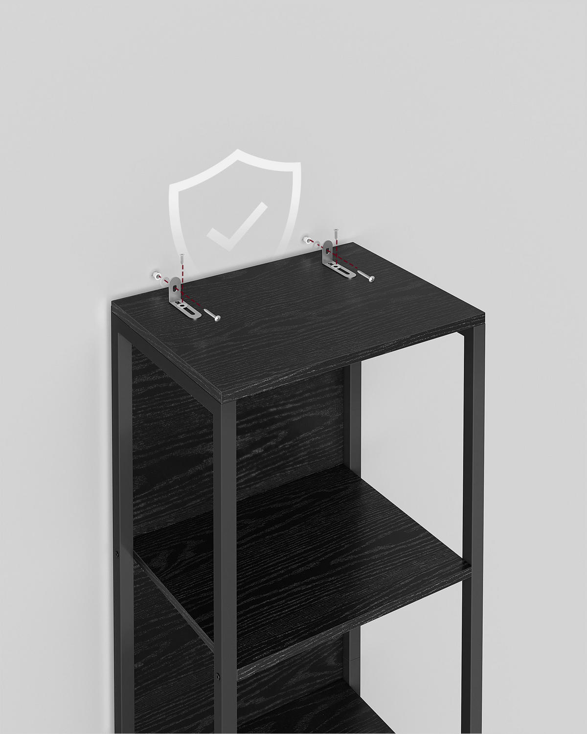 DEKOWANDREGAL Schwarz  - Schwarz, Basics, Holzwerkstoff/Metall (40cm)