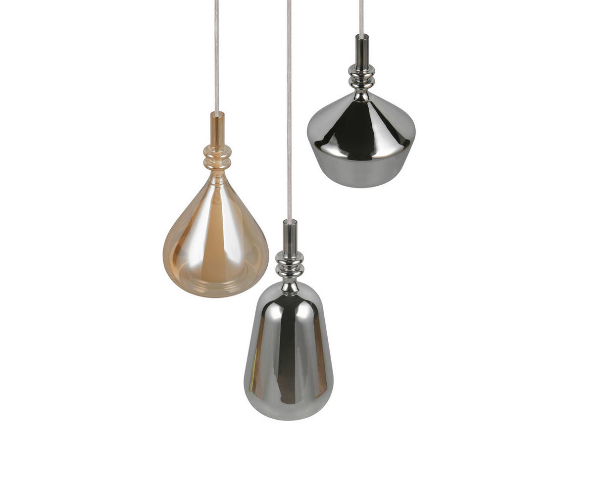 PENDELLEUCHTE ALDEA 28/200 cm   - Chromfarben/Hellbraun, Trend, Glas/Metall (28/200cm) - Trio Leuchten