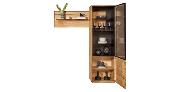 VITRINE  in furniert Wildeiche Schwarz, Eichefarben - Eichefarben/Schwarz, Natur, Glas/Holz (154/192/40cm) - Waldwelt