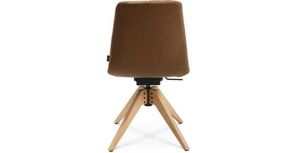 STUHL in Echtleder pigmentiert Holz, Leder - Eichefarben/Cognac, Design, Leder/Holz (46/82,5-85,25/55cm) - Johann Jakob