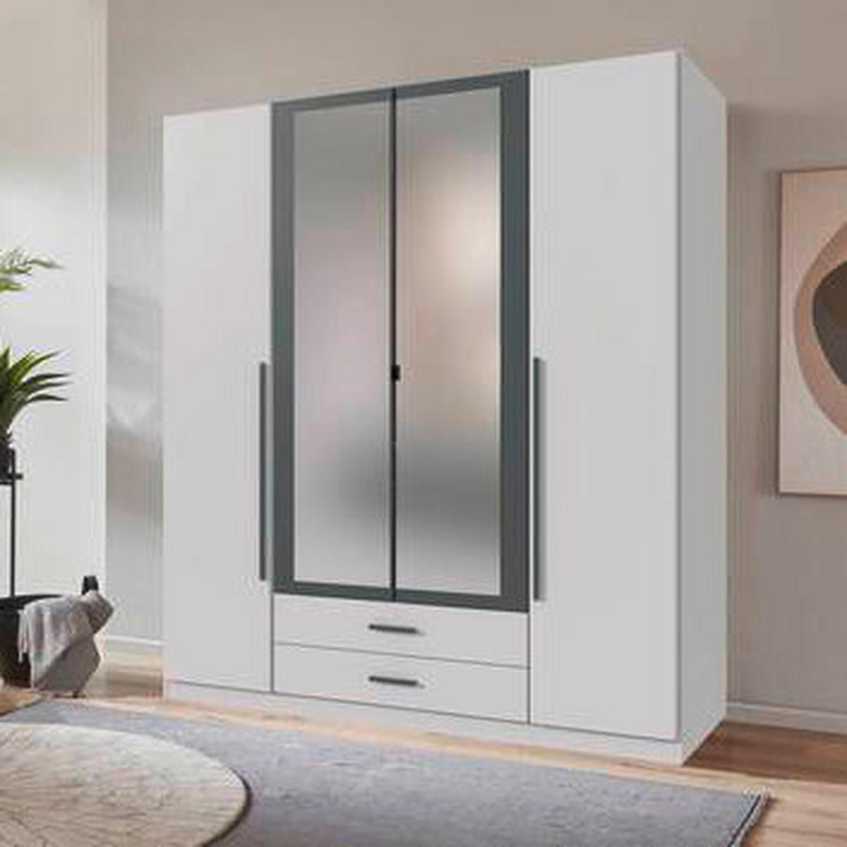 ORMAR S KLASIČNIM VRATIMA boje grafita, bijela   - bijela/boje grafita, Konvencionalno, staklo/drvni materijal (180/199/58cm) - Mömax