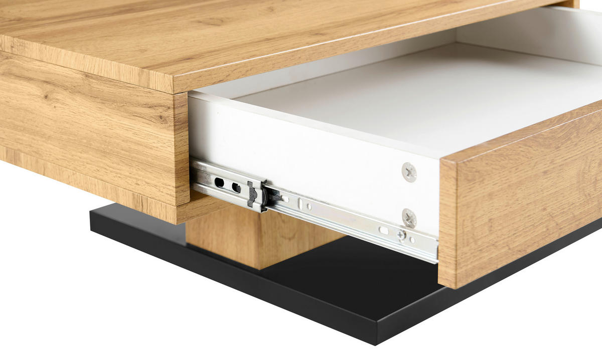 COUCHTISCH 110/70/47.5-66.5 cm quadratisch Schwarz, Weiß, Eichefarben  - Eichefarben/Schwarz, Design, Holzwerkstoff/Metall (110/70/47.5-66.5cm) - MID.YOU