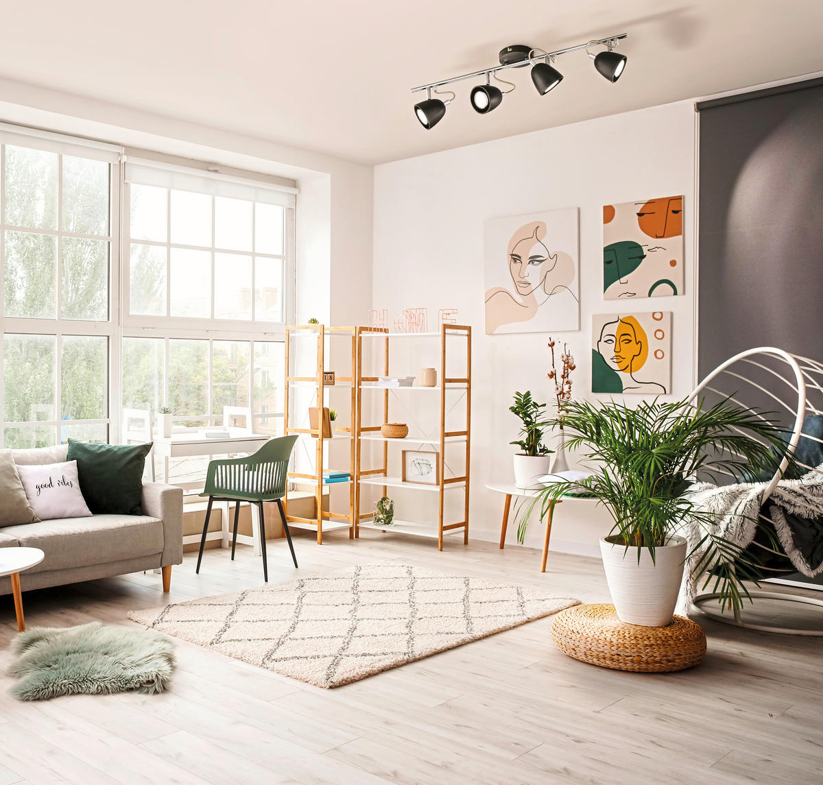 DECKENLEUCHTE Gemma   - Chromfarben/Schwarz, Design, Metall (10/65cm)