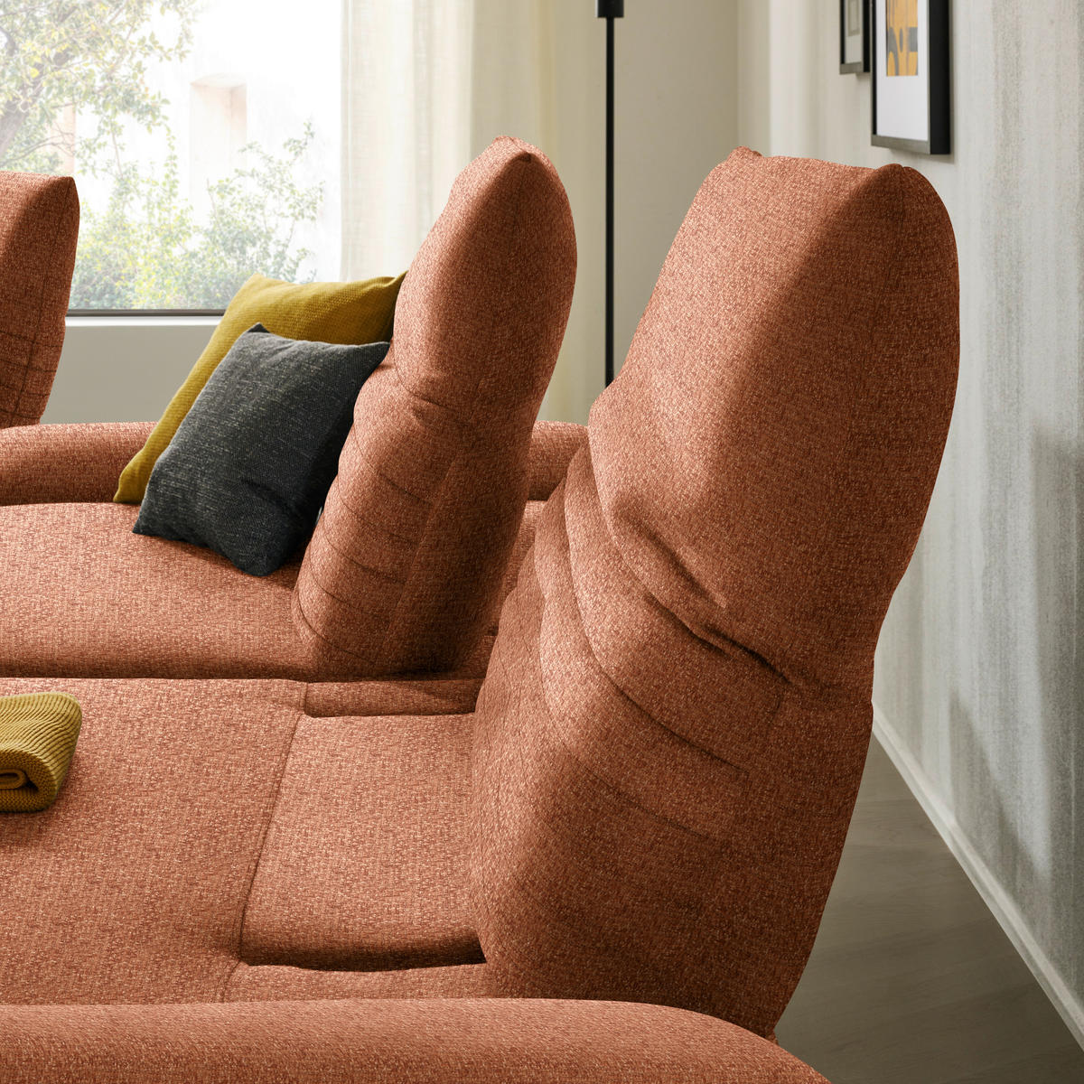 ECKSOFA in Chenille Rostfarben  280/170-195 cm  - Rostfarben/Schwarz, Design, Textil/Metall (280/170-195cm) - Dieter Knoll