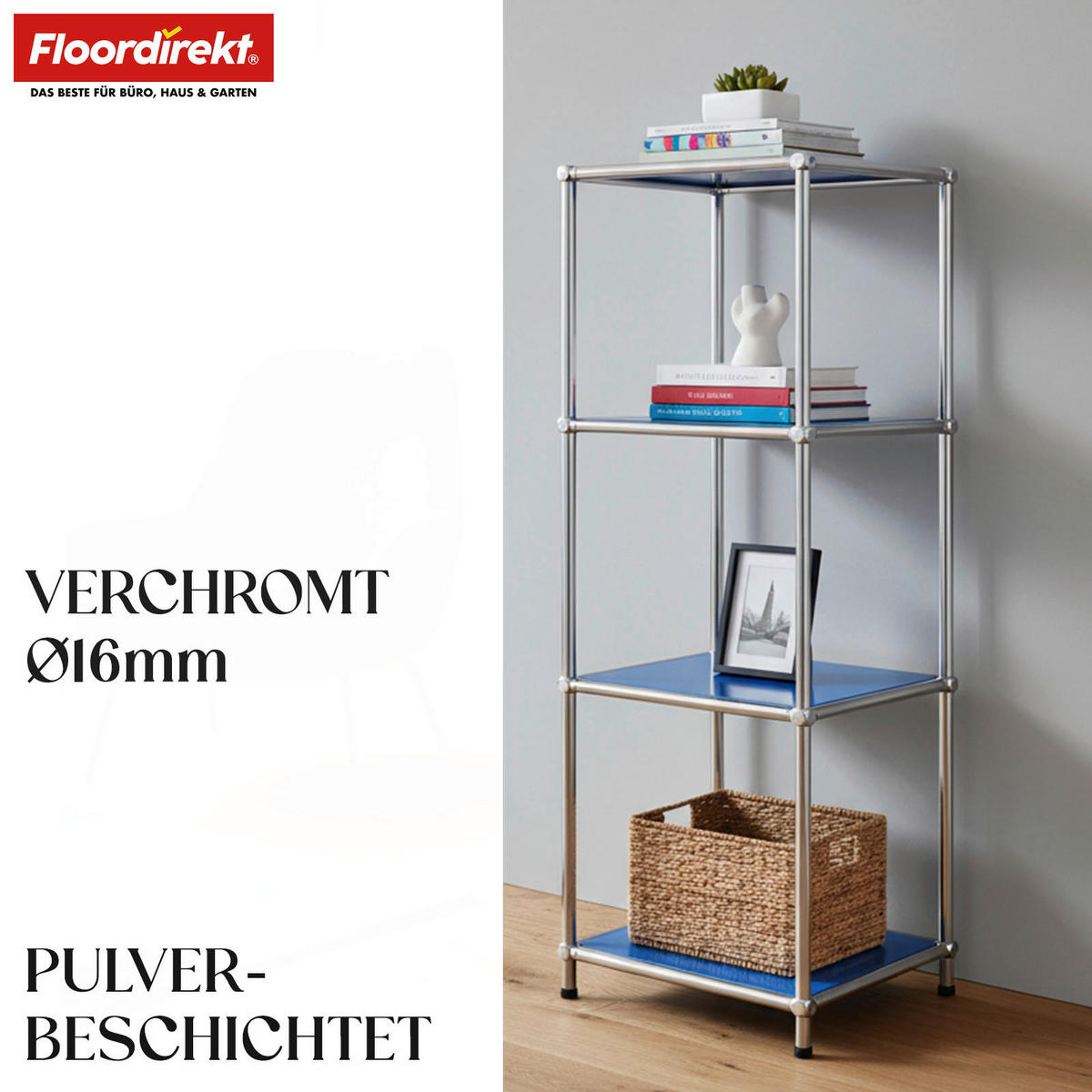 STANDREGAL Blau  - Blau, Basics, Metall (30/89/30cm) - Floordirekt