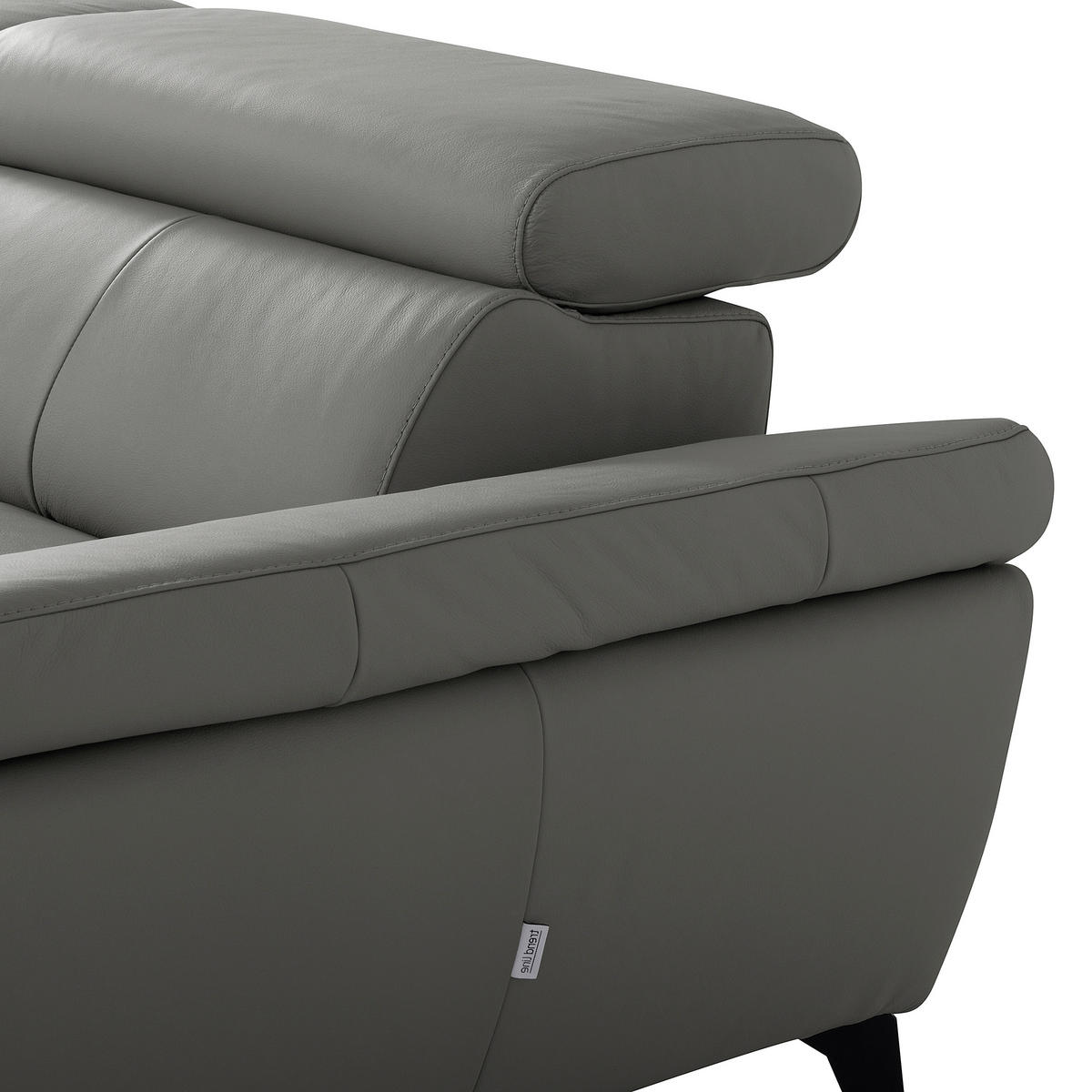 ECKSOFA SONO in Lederlook Echtleder Anthrazit Armteilverstellung, Kopfteilverstellung  252/179 cm  - Anthrazit/Schwarz, Design, Leder/Textil (252/179cm) - Livetastic