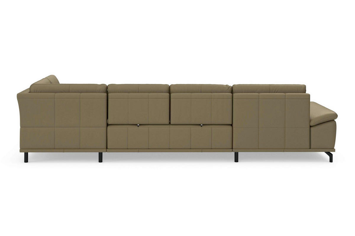 SEDACÍ SOUPRAVA, kůže, olivově zelená - černá/olivově zelená, Basics, kov/kůže (176/363/223cm) - Sit & More