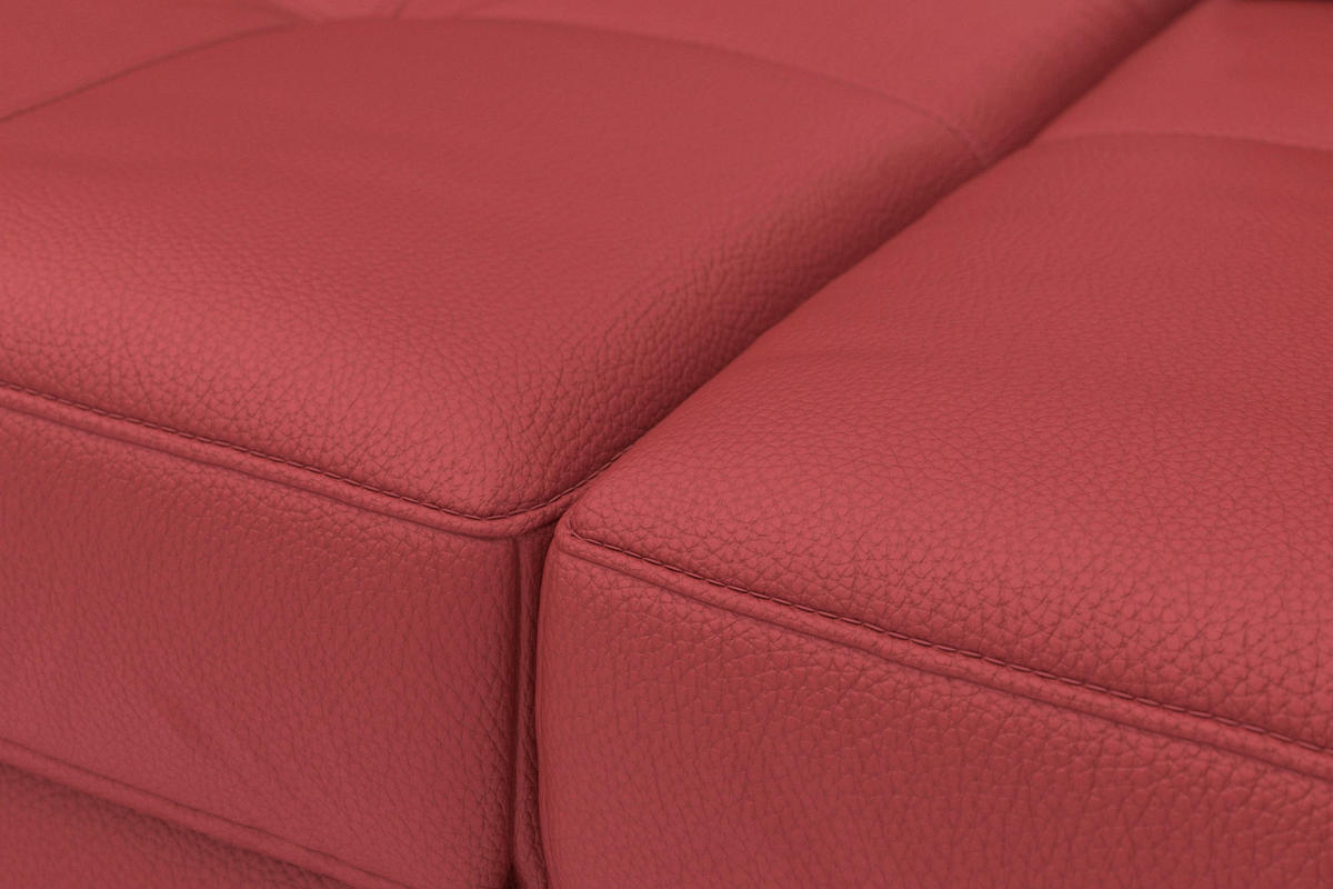 ECKSOFA COSTELLO E Rot Echtleder Nierenkissen, Armteilverstellung, Sitztiefenverstellung  - Rot/Schwarz, Basics, Leder/Textil (301/176cm) - Sit & More