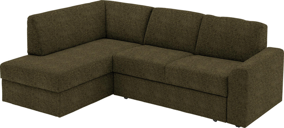 ECKSOFA in Webstoff Olivgrün  165/224 cm  - Schwarz/Olivgrün, KONVENTIONELL, Kunststoff/Textil (165/224cm) - Xora