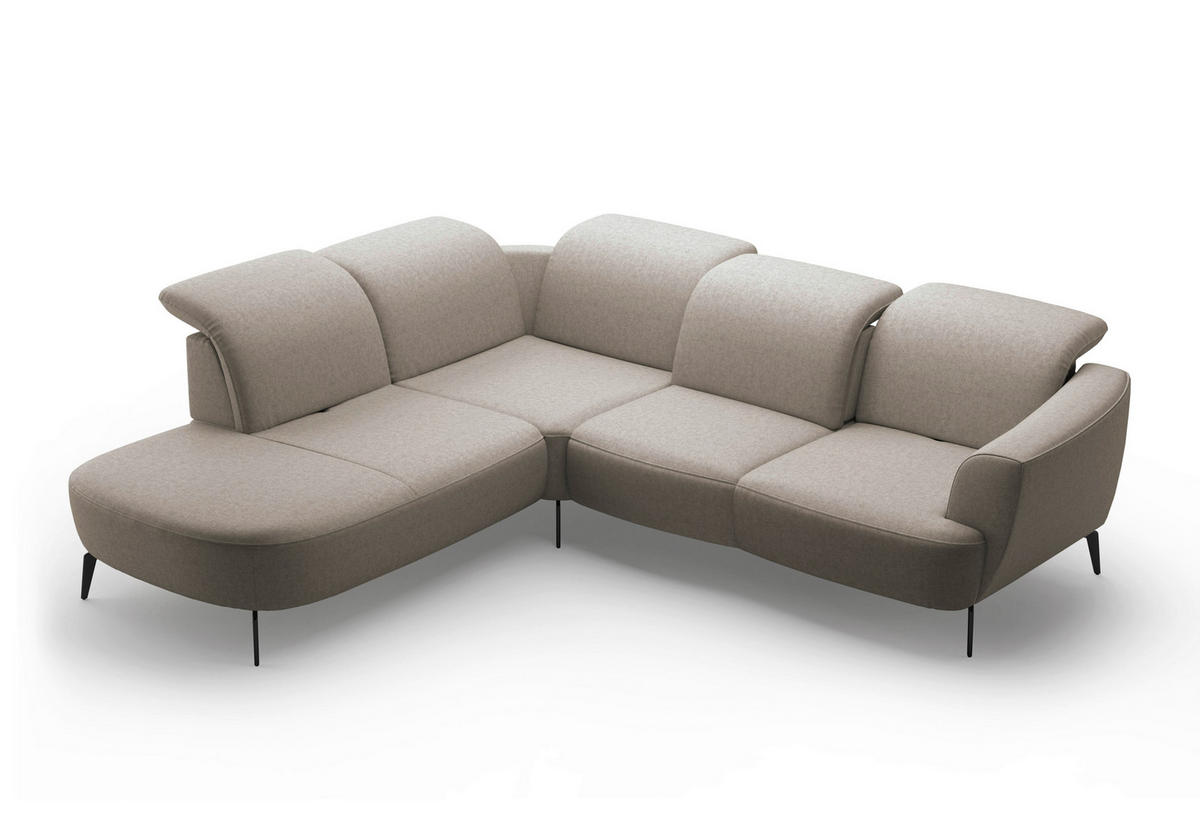ECKSOFA in Flachgewebe Taupe  267/300 cm  - Taupe/Schwarz, KONVENTIONELL, Textil/Metall (267/300cm) - Sit & More