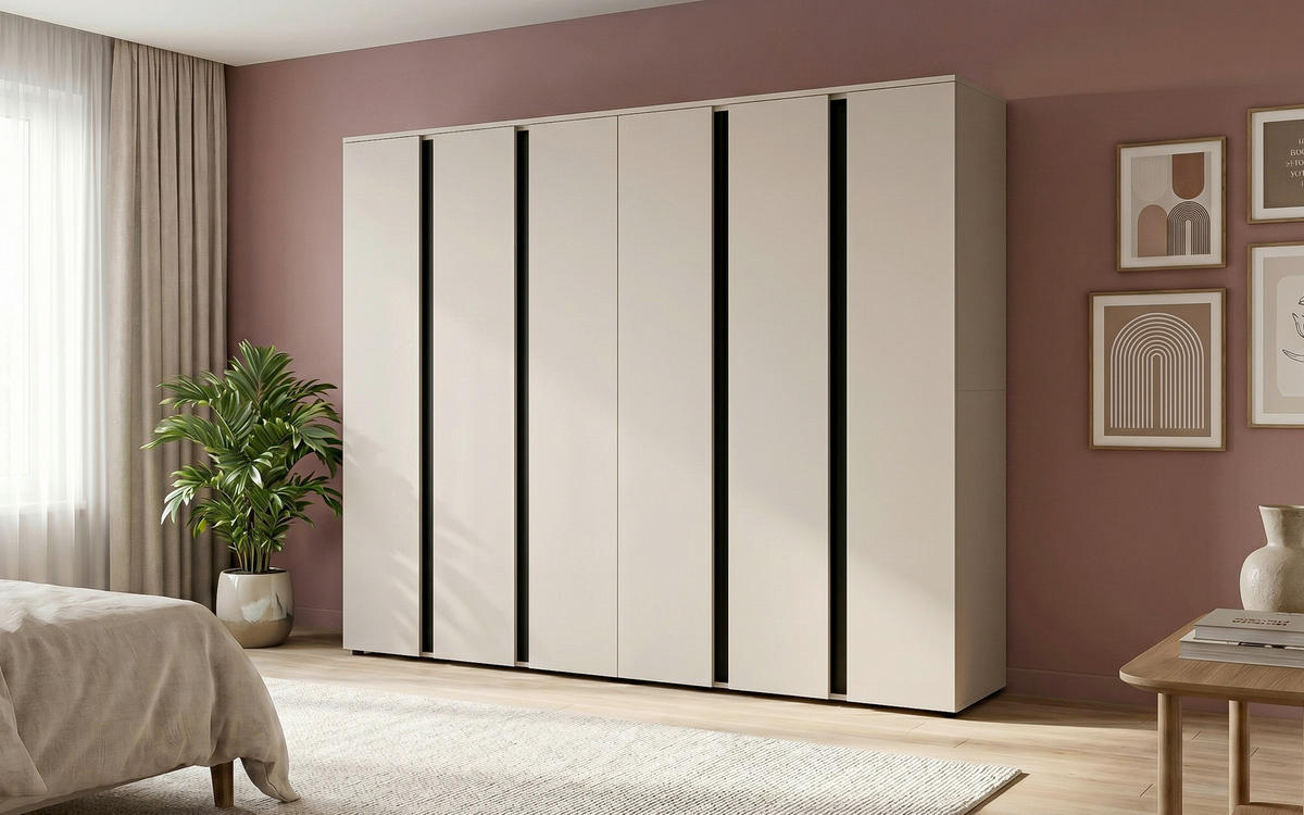 DREHTÜRENSCHRANK 242/184/52 cm,  in Kaschmir, 6 Tür(en)  - Kaschmir, ROMANTIK / LANDHAUS, Holzwerkstoff (242/184/52cm) - Livetastic