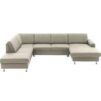 WOHNLANDSCHAFT  in Echtleder Platinfarben  - Platinfarben/Alufarben, Design, Leder/Metall (233/339/165cm) - Beldomo Premium