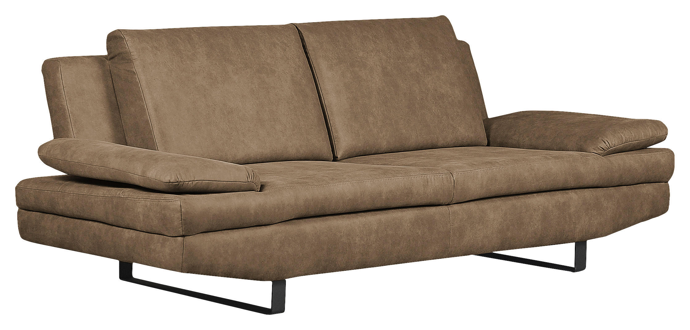3-SITZER-SOFA Mikrofaser Schlammfarben  - Schlammfarben/Schwarz, Design, Textil/Metall (218/78/88cm) - MID.YOU