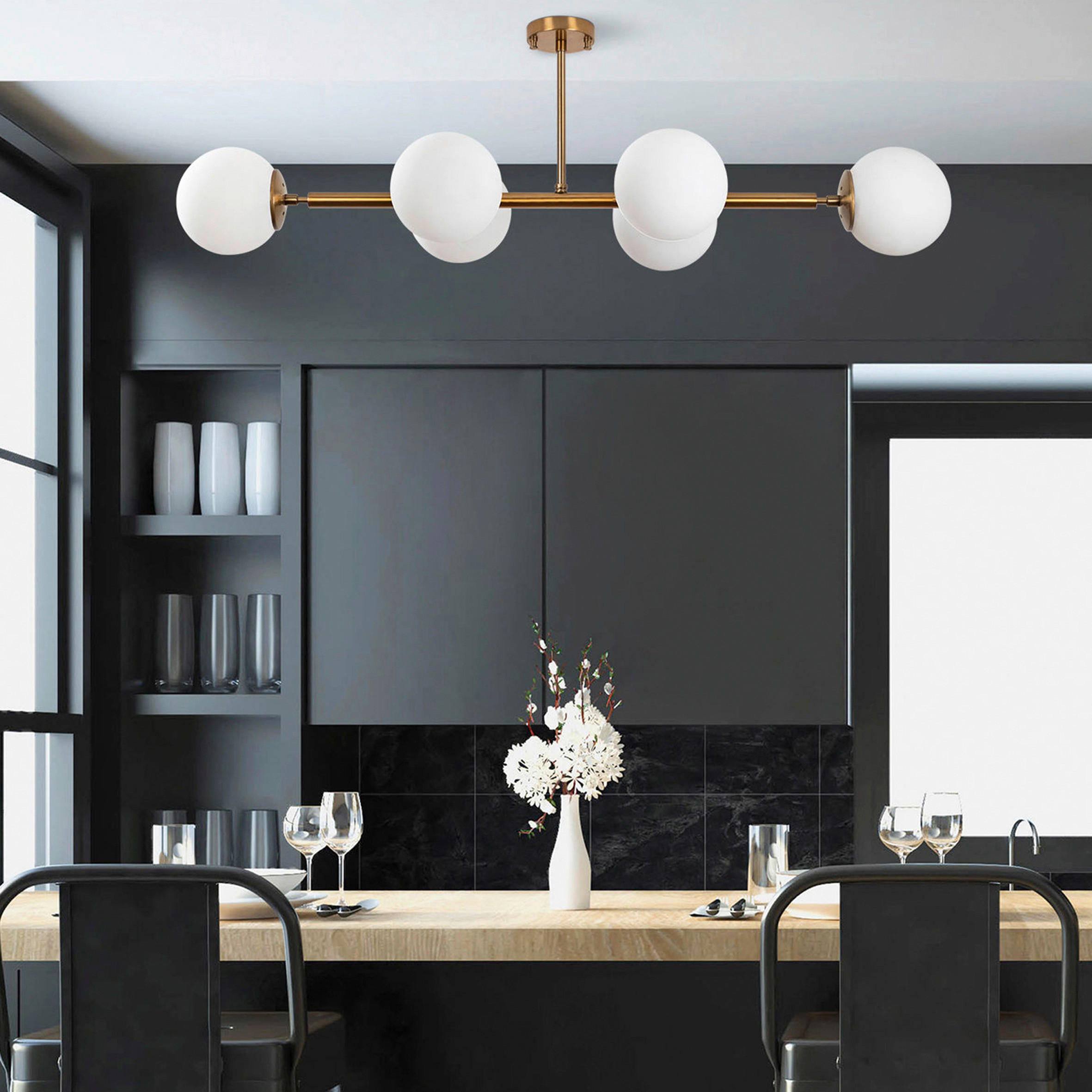DECKENLEUCHTE 110/40/35 cm   - Goldfarben/Weiß, Trend, Glas/Metall (110/40/35cm) - P & B