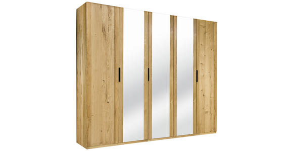 DREHTÜRENSCHRANK in Eichefarben - Eichefarben/Schwarz, Natur, Glas/Holz (253/222/63cm) - Valnatura