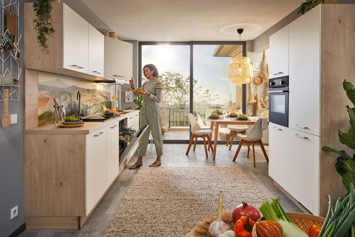 KUCHYNSKÁ LINKA WIN 300 - magnóliová/farba ušľachtilej ocele, Konventionell, kov/kompozitné drevo (300cm) - Welnova