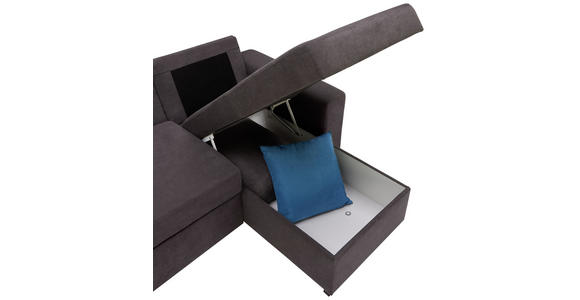 ECKSOFA inkl.Funktionen Dunkelgrau Webstoff  - Dunkelgrau/Schwarz, Design, Textil (245/160cm) - Xora