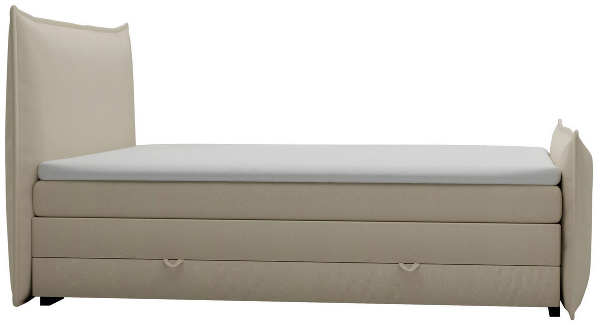 BOXSPRINGBETT 160/200 cm  in Creme  - Creme/Schwarz, MODERN, Textil (160/200cm) - MID.YOU