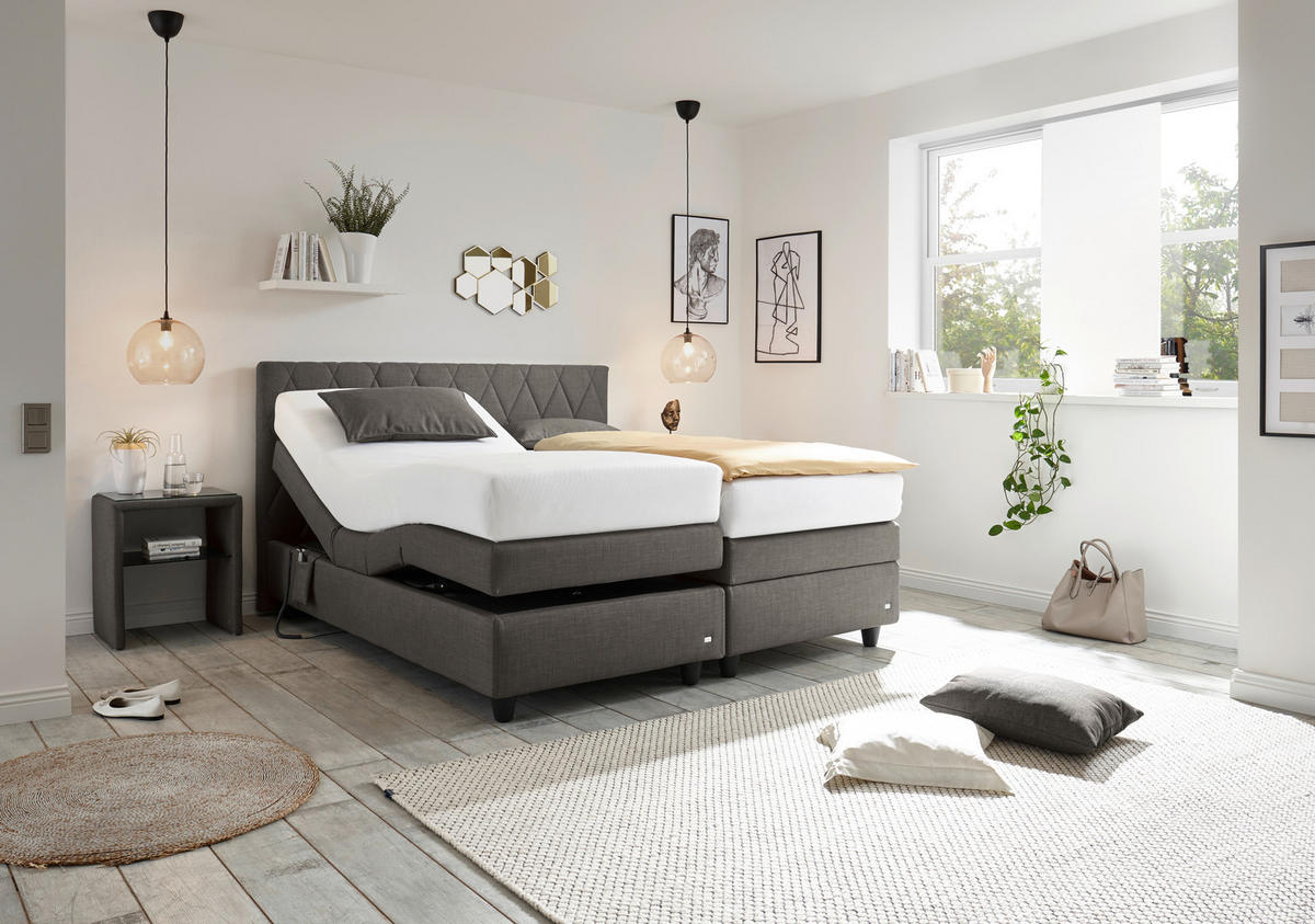 BOXSPRINGBETT 160/200 cm  in Dunkelgrau  - Dunkelgrau/Schwarz, Design, Kunststoff/Textil (160/200cm) - RUF Betten