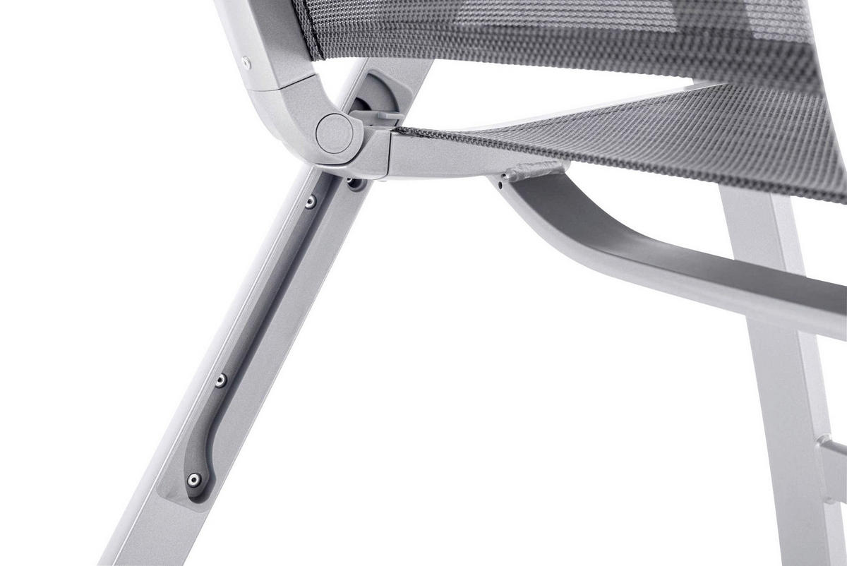 GARTENKLAPPSESSEL in Metall, Textil Graphitfarben, Silberfarben  - Silberfarben/Graphitfarben, Basics, Textil/Metall (63/112/68cm) - Kettler