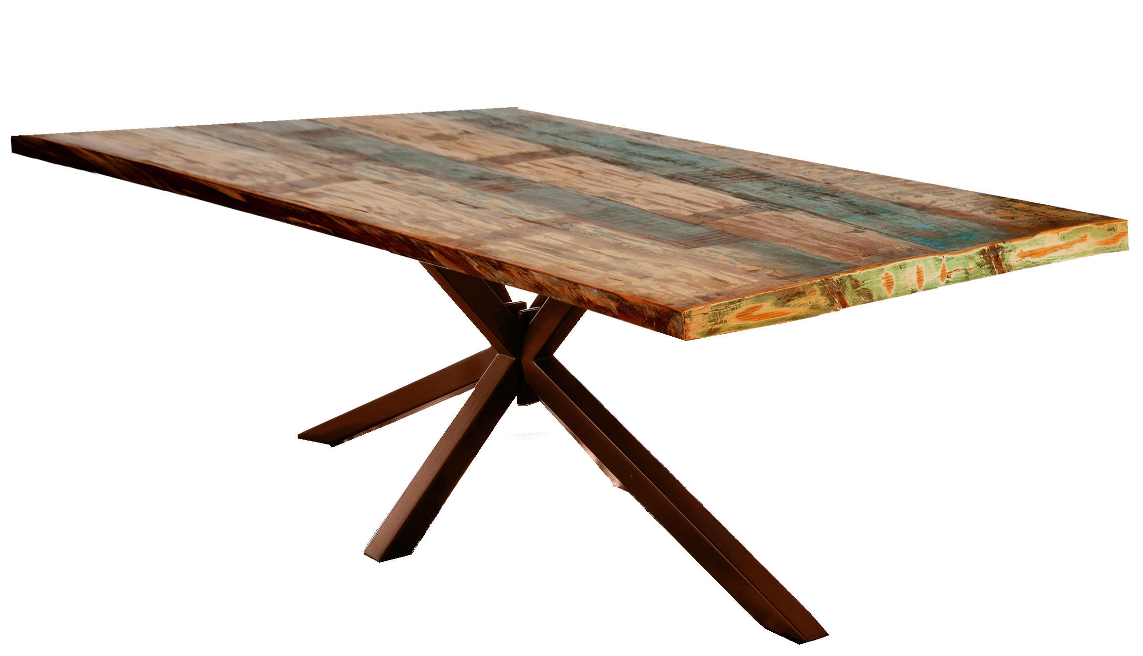 ESSTISCH 240/100/76 cm Echtholz  Holz, Metall rechteckig Braun, Multicolor  - Multicolor/Braun, MODERN, Holz/Metall (240/100/76cm) - MID.YOU