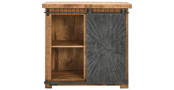 WEINSCHRANK  - Schwarz/Naturfarben, Design, Holz/Metall (90/85/40cm) - Ambia Home