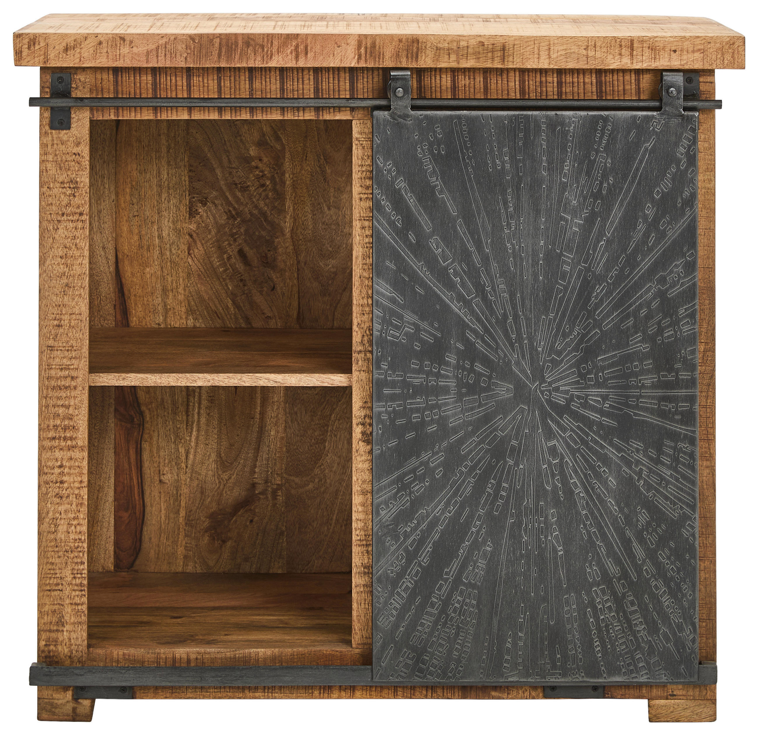 WEINSCHRANK  - Schwarz/Naturfarben, Design, Holz/Metall (90/85/40cm) - Ambia Home