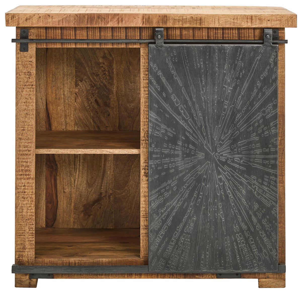 WEINSCHRANK  - Schwarz/Naturfarben, Design, Holz/Metall (90/85/40cm) - Ambia Home