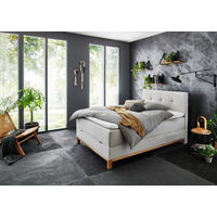 BOXBETT 120/200 cm,  in Hellgrau, Topper, H3 = fest  - Eichefarben/Hellgrau, MODERN, Textil (120/200cm) - Livetastic