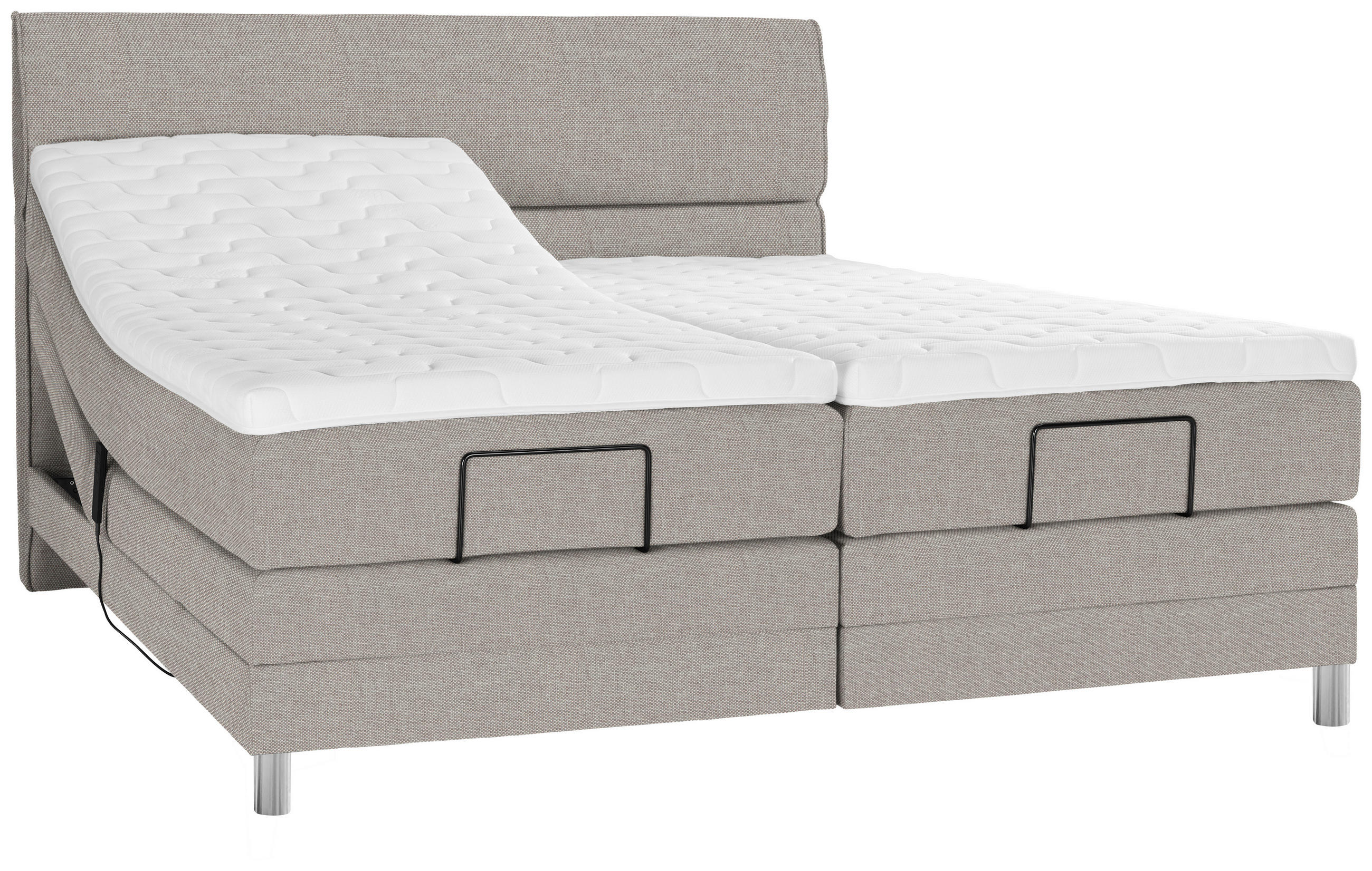 BOXSPRINGBETT 180/200 cm  in Greige  - Chromfarben/Greige, KONVENTIONELL, Kunststoff/Textil (180/200cm) - Voleo