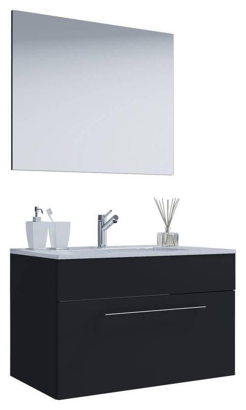 BADEZIMMER 3-teilig  in 80 cm  - Alufarben/Schwarz, MODERN, Keramik/Holzwerkstoff (80cm) - MID.YOU