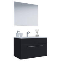 BADEZIMMER 3-teilig  in 80 cm  - Alufarben/Schwarz, MODERN, Keramik/Holzwerkstoff (80cm) - MID.YOU