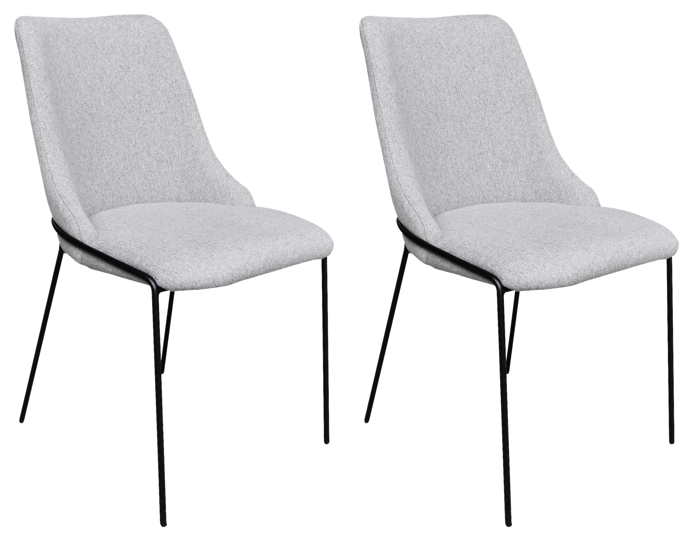STUHL-SET 2 Stück  in Webstoff  - Schwarz/Grau, MODERN, Textil/Metall (48/86/60cm) - MID.YOU
