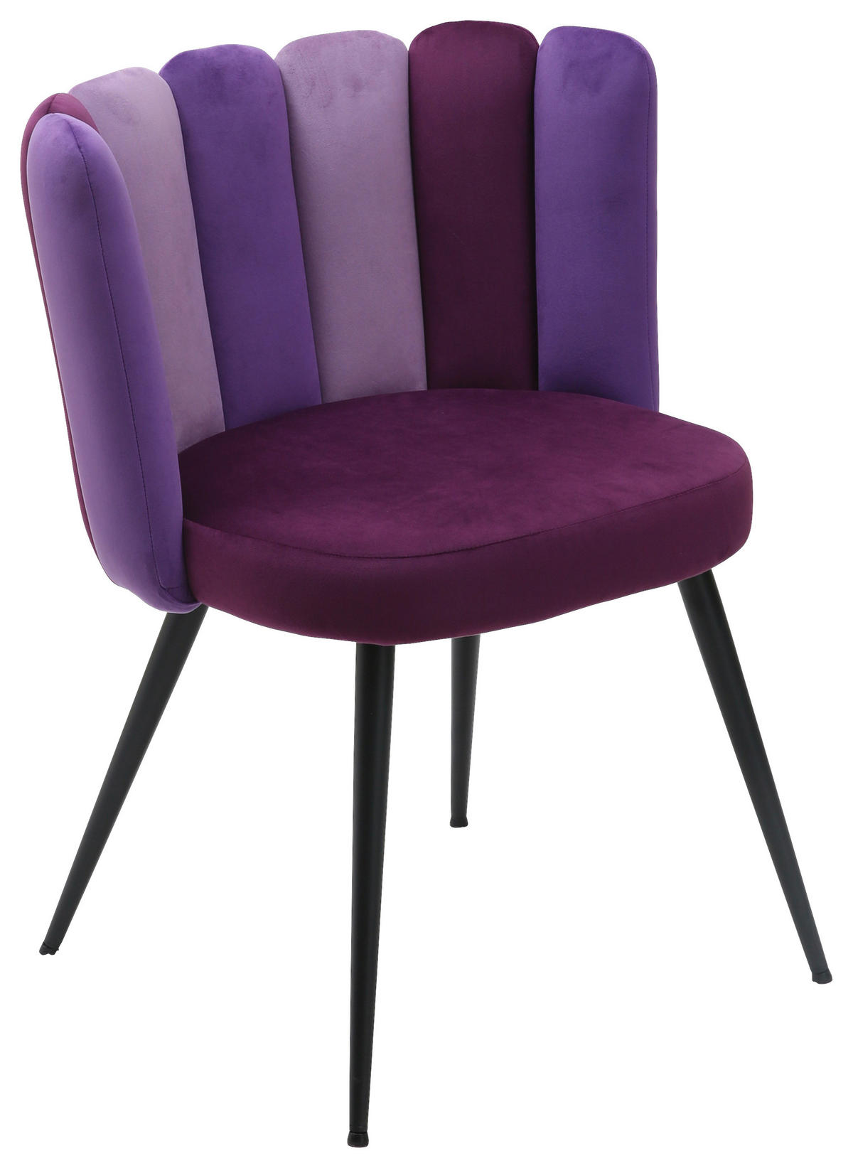 STUHL Samt Lila  - Lila/Schwarz, Design, Textil/Metall (58,5/79/55,5cm) - home24
