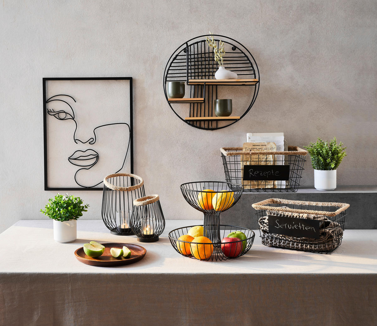 ETAGERE 2-stöckig - Schwarz, Design, Metall (30/23,5cm) - Ambia Home