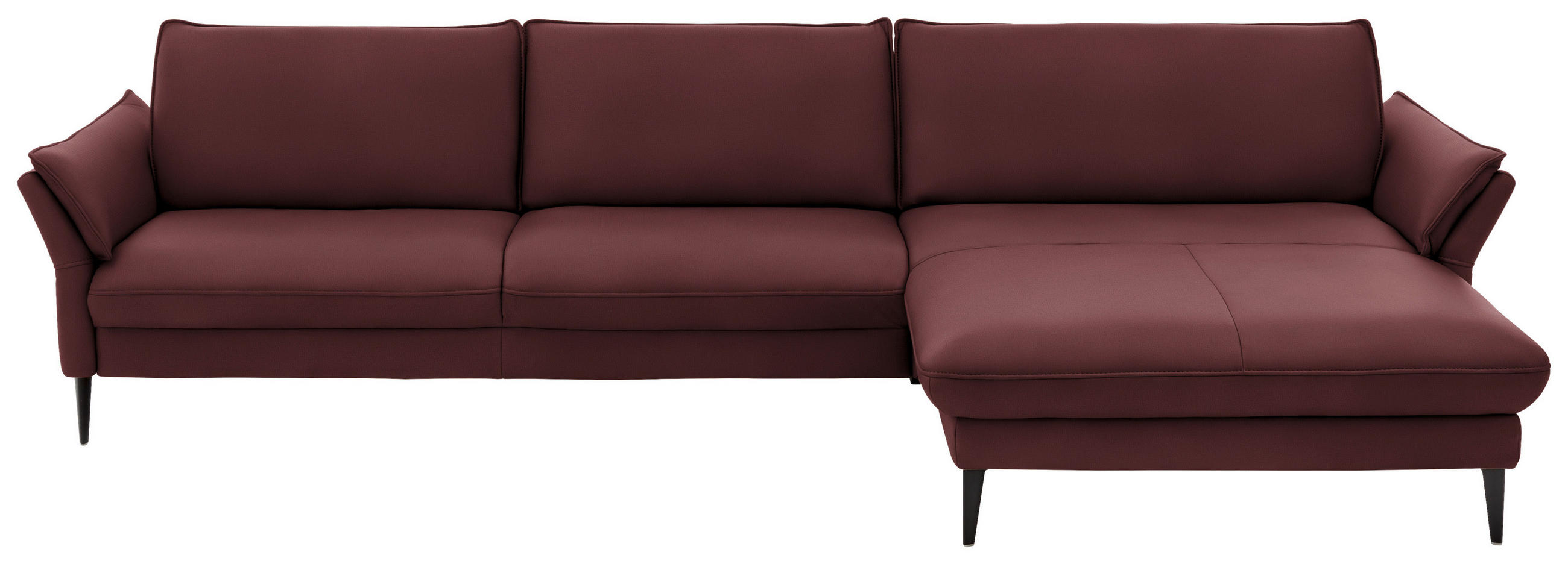 ECKSOFA in Echtleder Beere  - Beere/Schwarz, Design, Leder/Metall (334/172cm) - Valdera