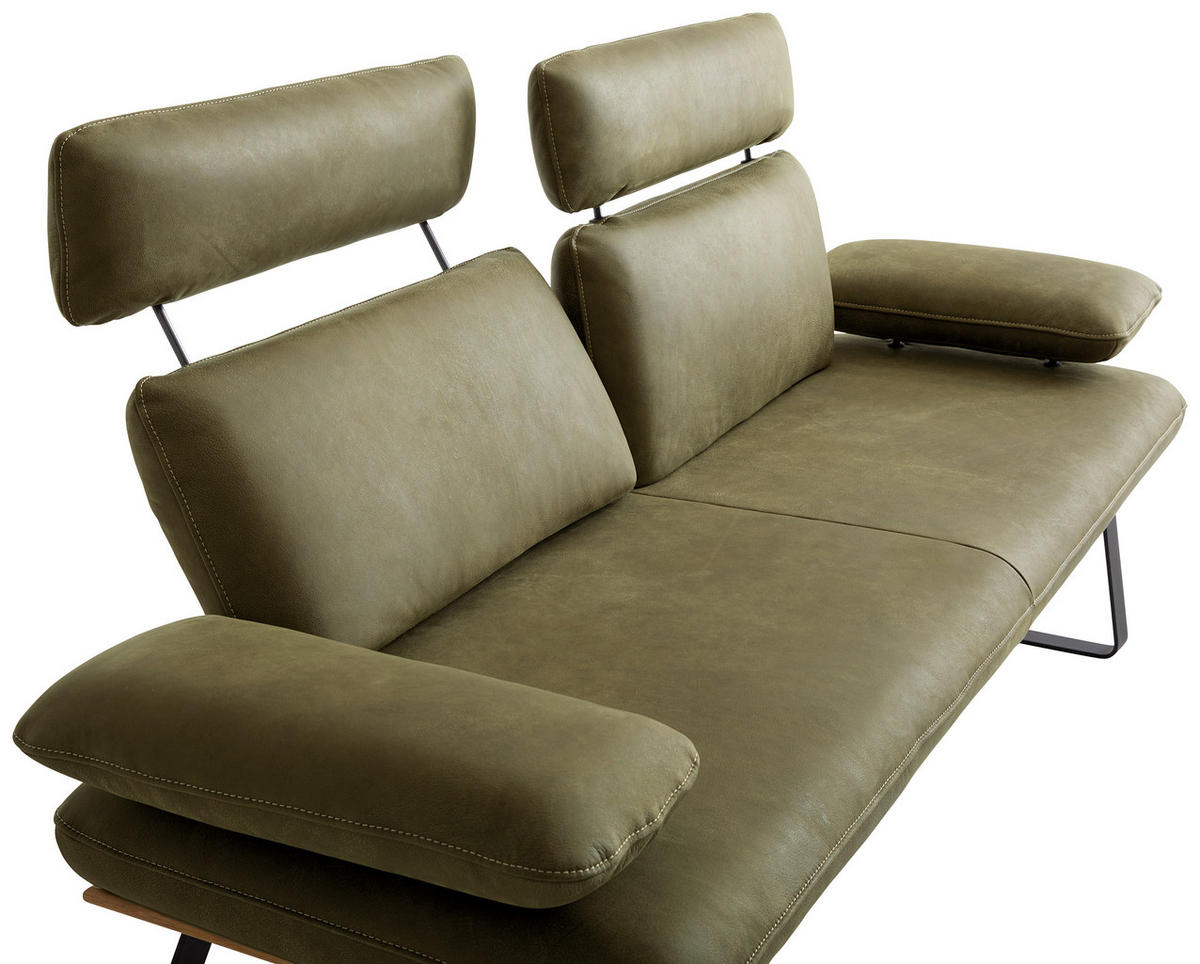 SITZBANK 220/111/92 cm Echtleder Olivgrün Metall  - Beige/Schwarz, Design, Leder/Metall (220/111/92cm) - Koinor